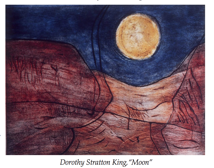 Dorothy Stratton King, print, artist, female artist, emerging from the shadows book, moon image